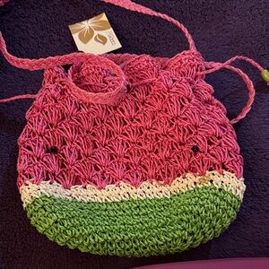 NWT Cappelli Straworld Pink, Green & White Crossbody Bag